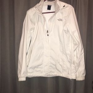 White north face rain coat